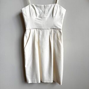 BCBG White Strapless Dress with Pockets! Size 8